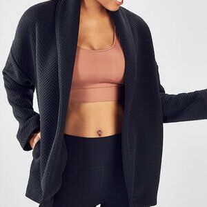 Fabletics Vanessa Quilted Cardigan Sweater Women's Shawl Collar Open Front S